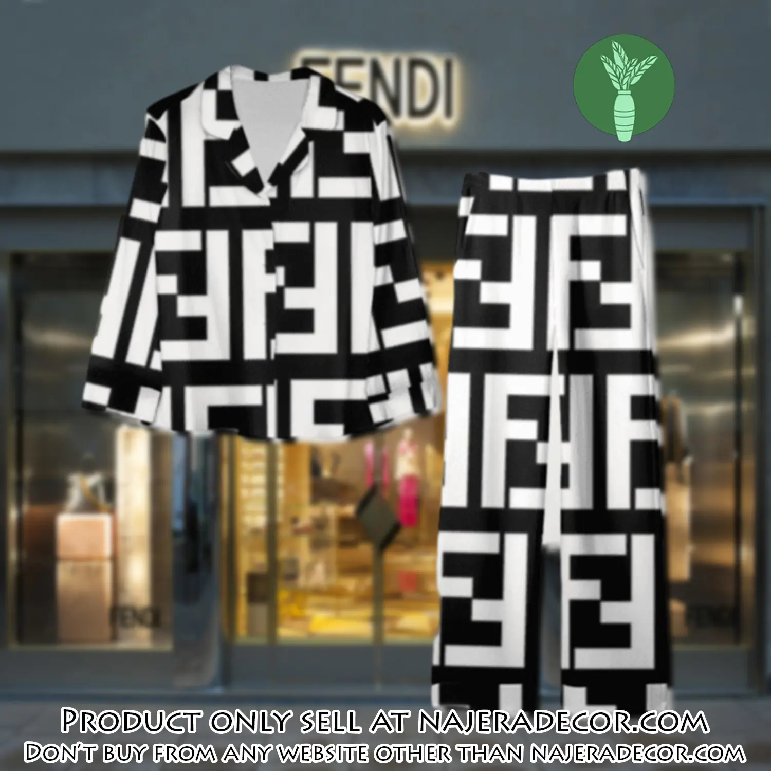 Trending luxury fendi satin pajama set pjs1050 njr3814480